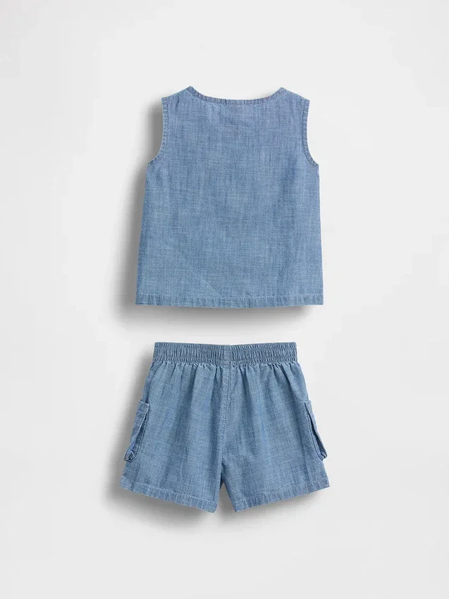 Denim-setje met zakjes voor baby’s