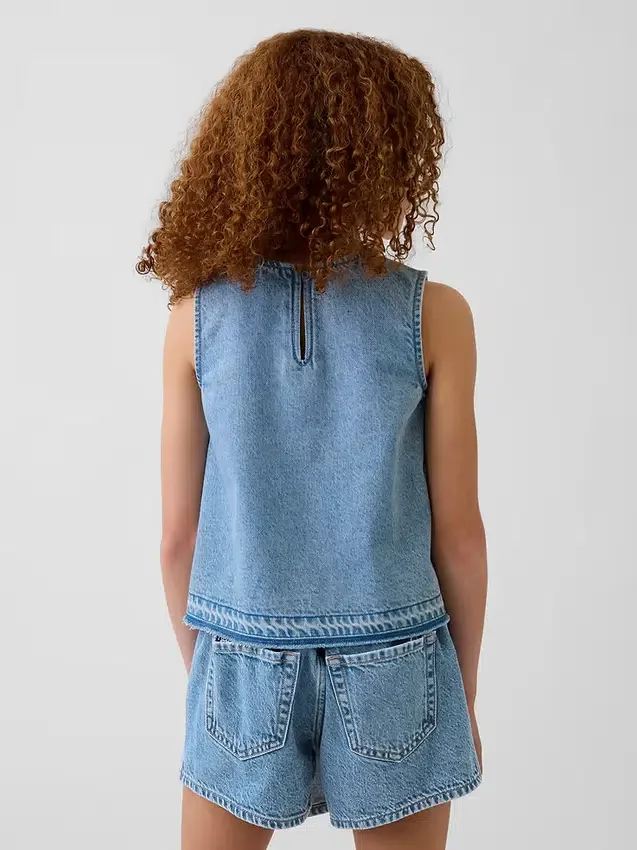 Denim shell tanktop voor kinderen