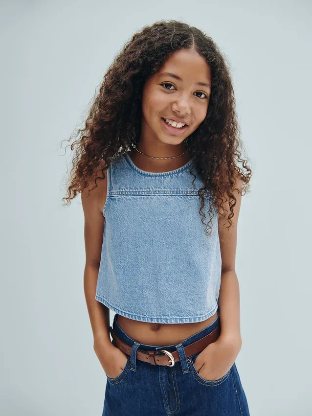Denim shell tanktop voor kinderen