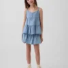 Denim skort met gelaagde rok voor kinderen