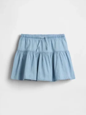 Denim skort met gelaagde rok voor kinderen