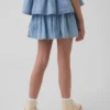 Denim skort met gelaagde rok voor kinderen