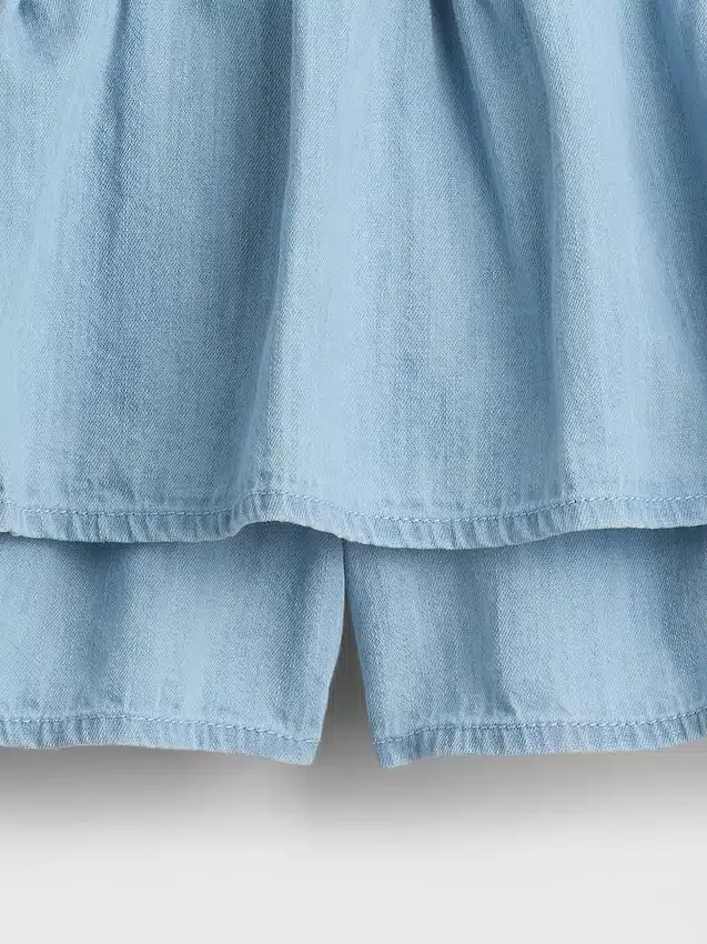 Denim skort met gelaagde rok voor kinderen