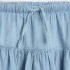 Denim skort met gelaagde rok voor kinderen