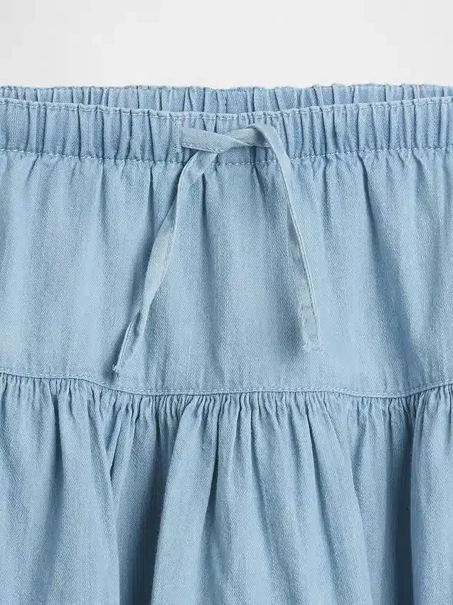 Denim skort met gelaagde rok voor kinderen