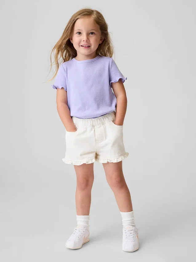 Denim Stride-korte broek met ruches voor Baby & Peuter