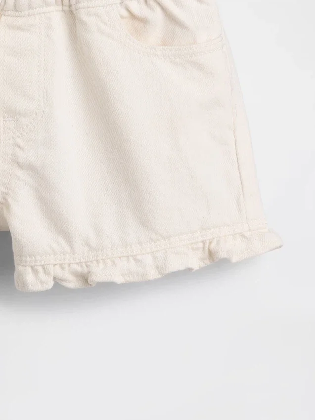 Denim Stride-korte broek met ruches voor Baby & Peuter