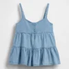 Denim tanktop met gelaagde zoom voor kinderen