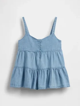 Denim tanktop met gelaagde zoom voor kinderen