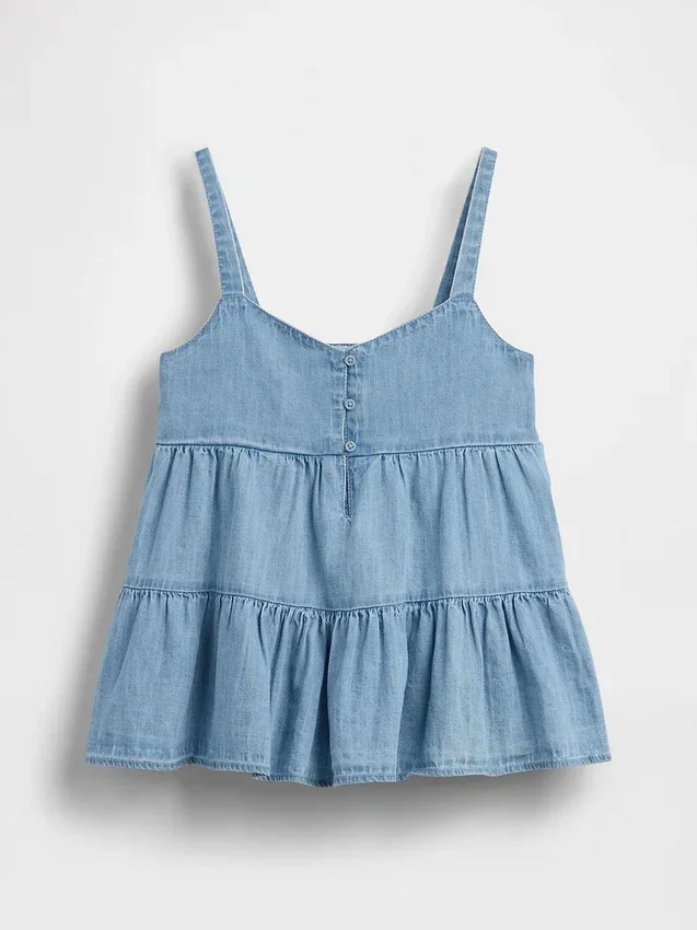 Denim tanktop met gelaagde zoom voor kinderen