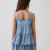 Denim tanktop met gelaagde zoom voor kinderen