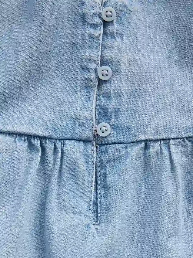 Denim tanktop met gelaagde zoom voor kinderen