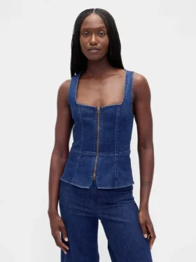 Denim vest met rits