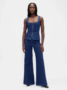 Denim vest met rits