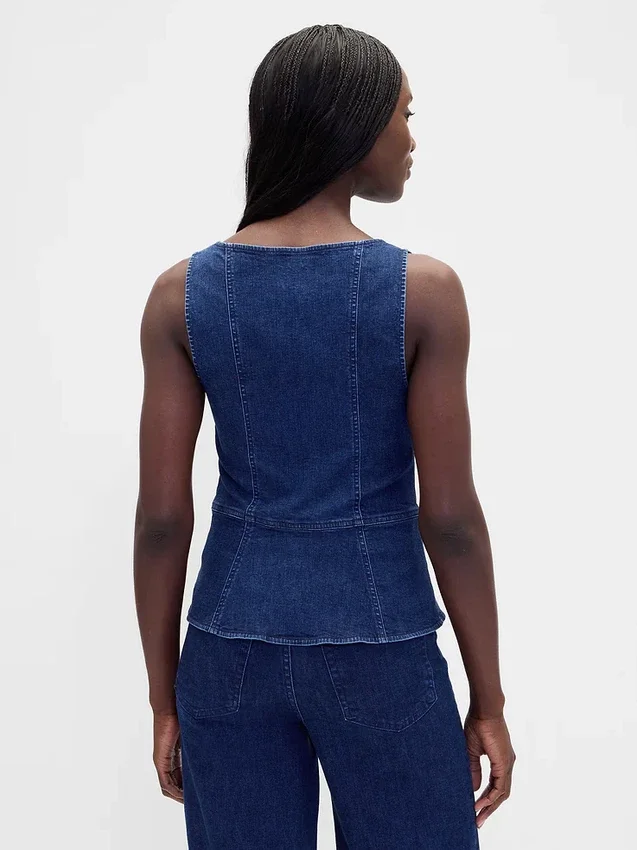 Denim vest met rits