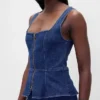 Denim vest met rits