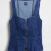 Denim vest met rits
