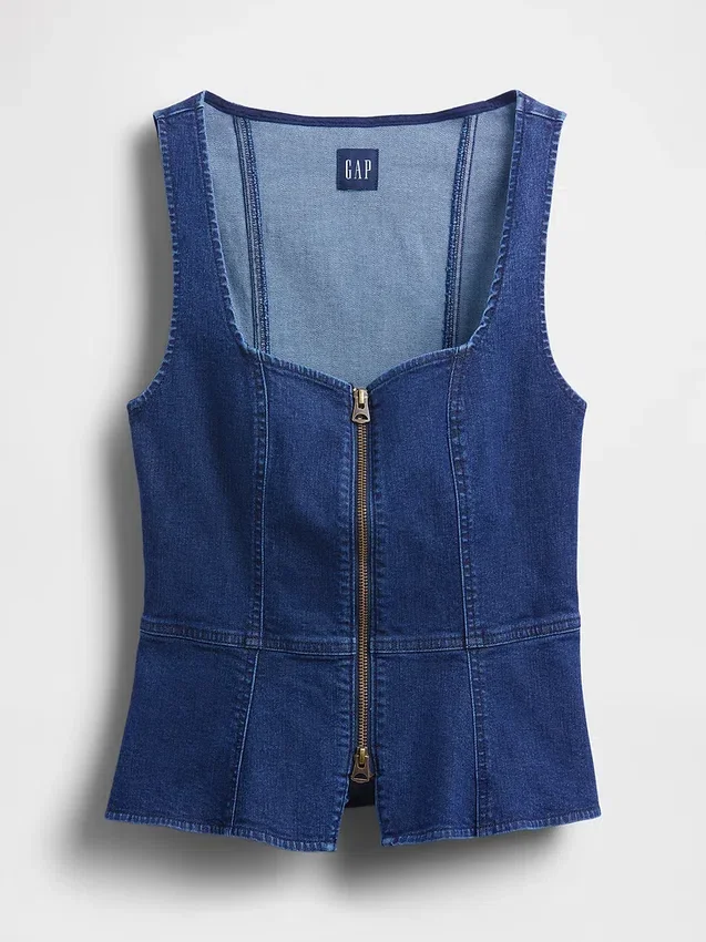 Denim vest met rits
