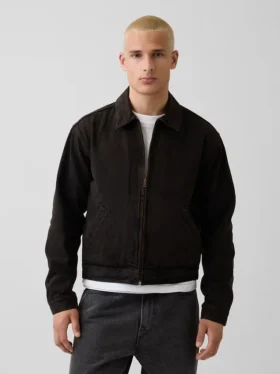 Denim werkjas met boxy pasvorm
