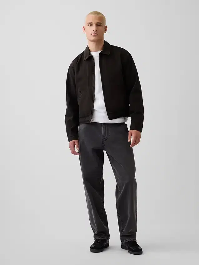 Denim werkjas met boxy pasvorm