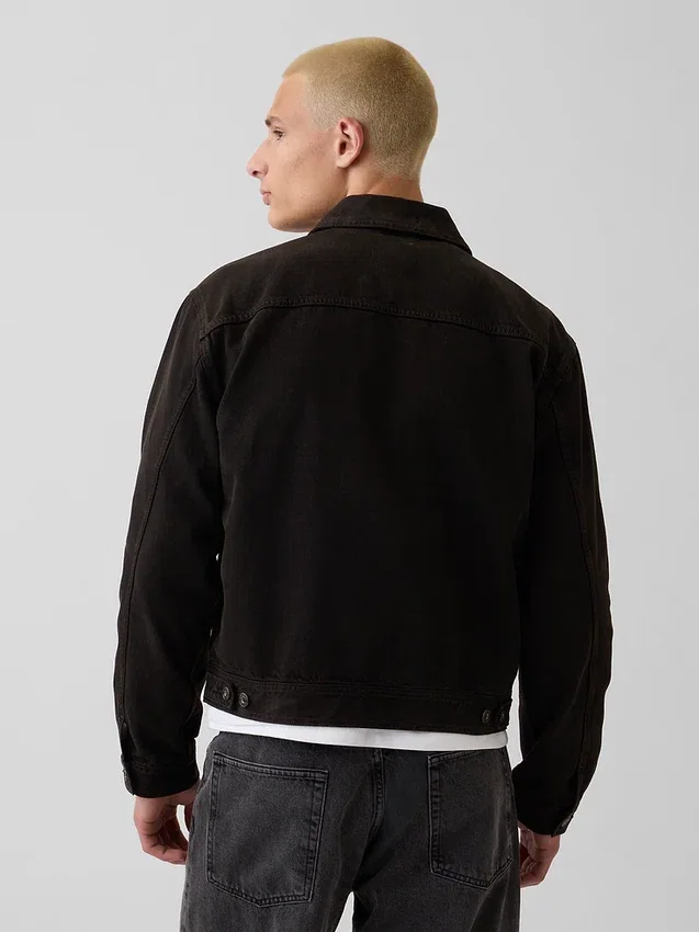 Denim werkjas met boxy pasvorm