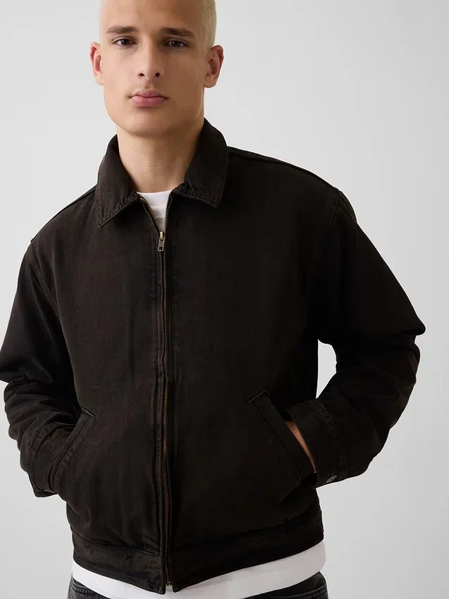 Denim werkjas met boxy pasvorm