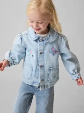 Denim werkjasje met borduursels voor Baby & Peuter