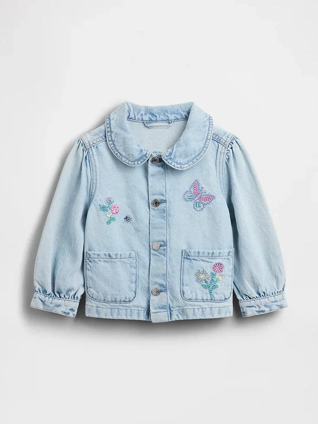 Denim werkjasje met borduursels voor Baby & Peuter