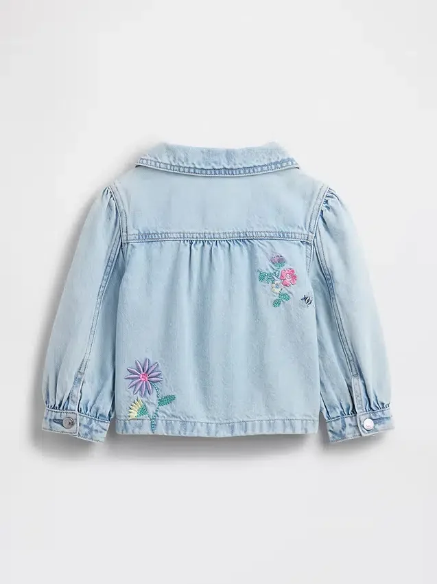 Denim werkjasje met borduursels voor Baby & Peuter