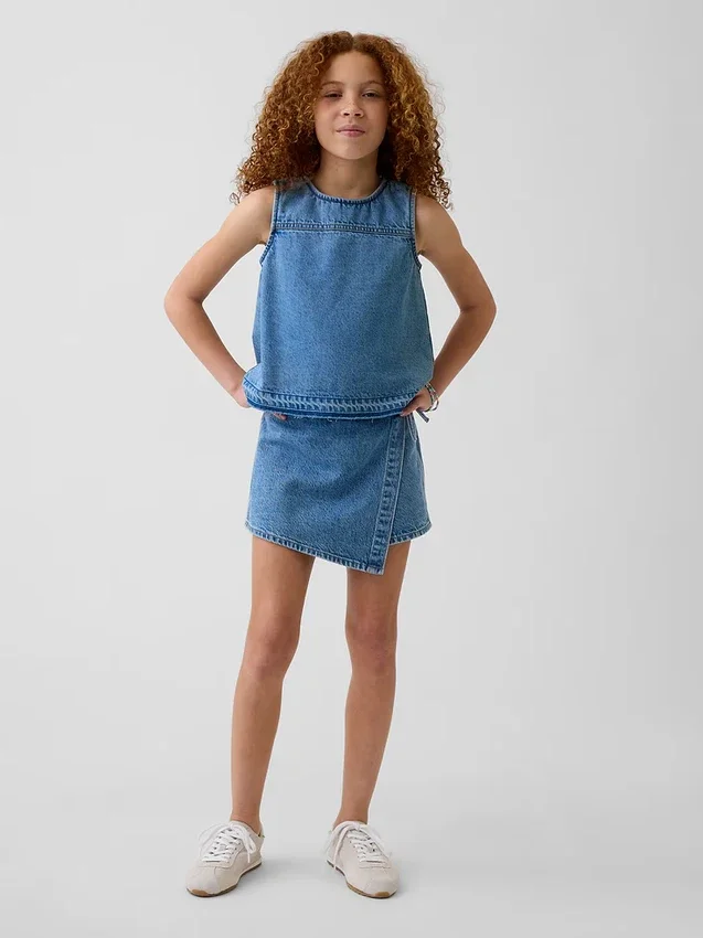 Denim wikkelrokje voor kinderen