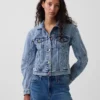 Denimjas met opgerolde mouwen