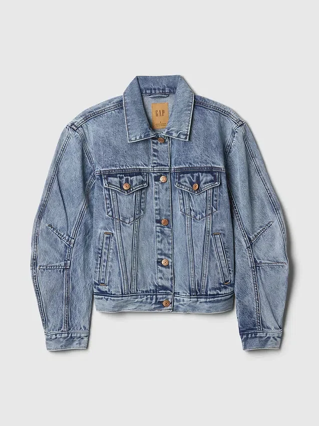 Denimjas met opgerolde mouwen