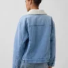 Denimjas met sjaalkraag en sherpa-voering