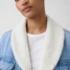 Denimjas met sjaalkraag en sherpa-voering