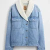 Denimjas met sjaalkraag en sherpa-voering