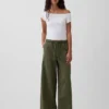 Dichtgeweven jersey off-shoulder crop-T-shirt