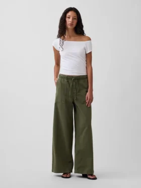 Dichtgeweven jersey off-shoulder crop-T-shirt