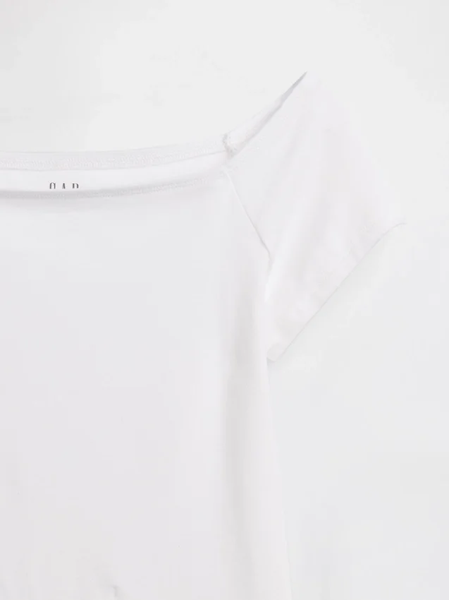 Dichtgeweven jersey off-shoulder crop-T-shirt