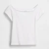 Dichtgeweven jersey off-shoulder crop-T-shirt