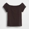 Dichtgeweven jersey off-shoulder crop-T-shirt