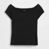 Dichtgeweven jersey off-shoulder crop-T-shirt