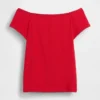Dichtgeweven jersey off-shoulder crop-T-shirt