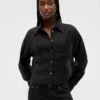 Doorschijnend crop-shirt met rechte zoom