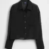 Doorschijnend crop-shirt met rechte zoom