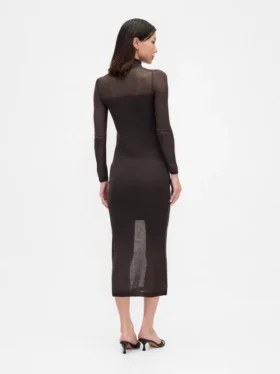 Doorschijnende maxi-trui-jurk met col