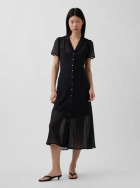 Doorschijnende midi-shirtjurk