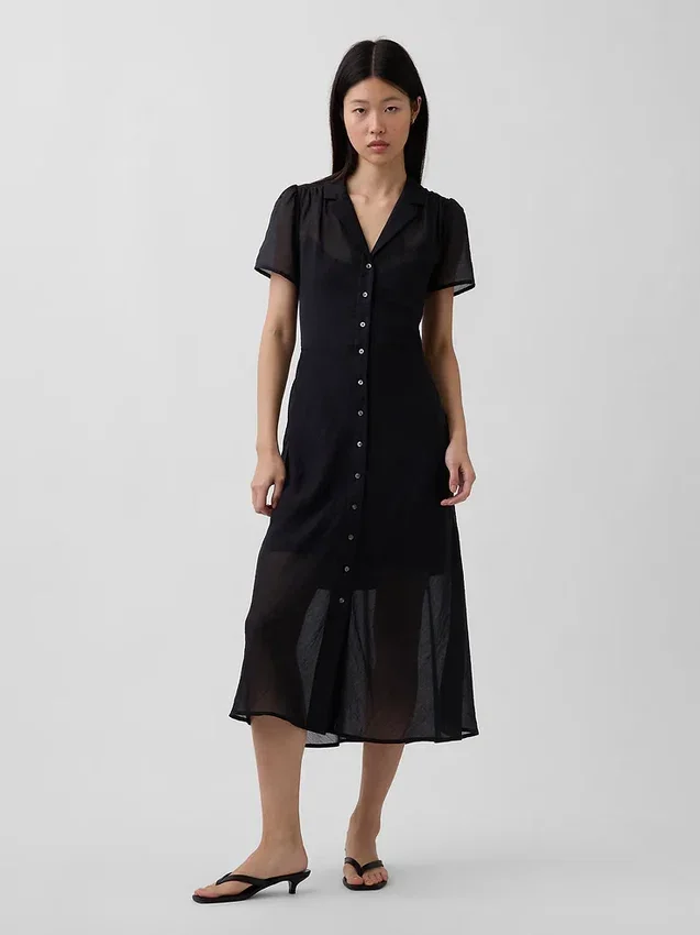Doorschijnende midi-shirtjurk