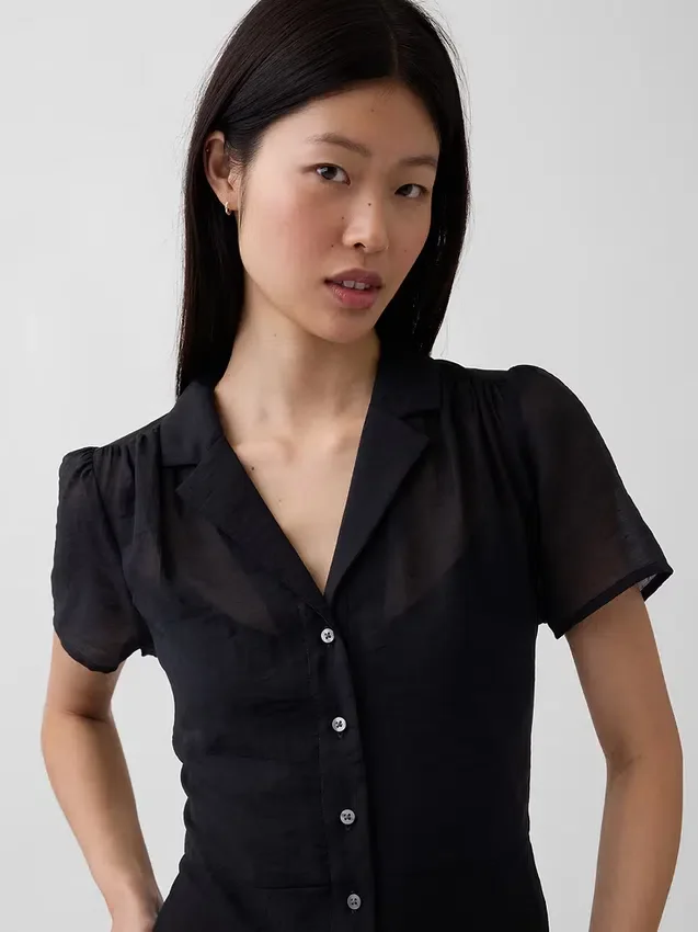 Doorschijnende midi-shirtjurk