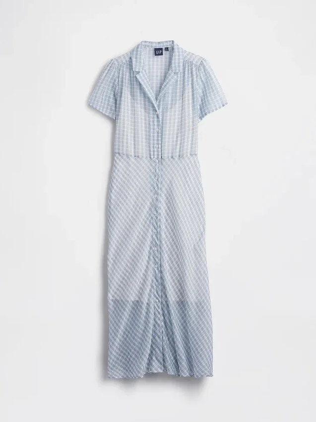 Doorschijnende midi-shirtjurk