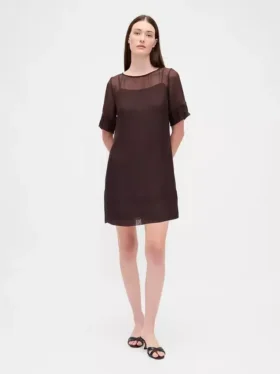 Doorschijnende organza mini-shiftjurk